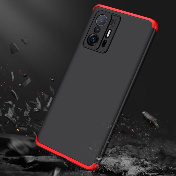 For Xiaomi Mi 11T GKK Three Stage Splicing Full Coverage PC Phone Case(Black Red) - Xiaomi Cases by GKK | Online Shopping UK | buy2fix