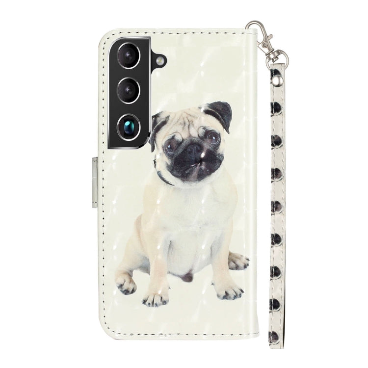 For Samsung Galaxy S22 5G 3D Pattern Horizontal Flip PU Leather Phone Case(Pug) - Galaxy S22 5G Cases by buy2fix | Online Shopping UK | buy2fix