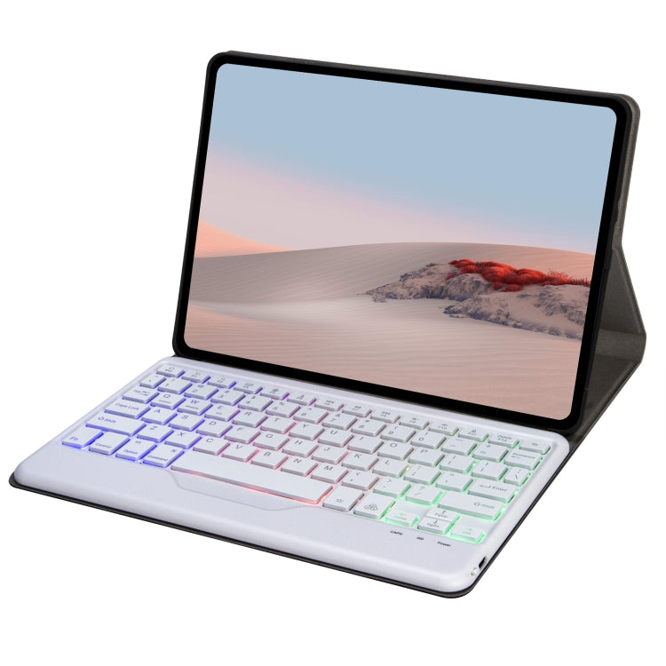 For Microsoft Surface Go 3 / 2 / 1 SFGOS Tri-color Backlit Tree Texture Bluetooth Keyboard Leather Case(Black + White) - Mobile Accessories by buy2fix | Online Shopping UK | buy2fix