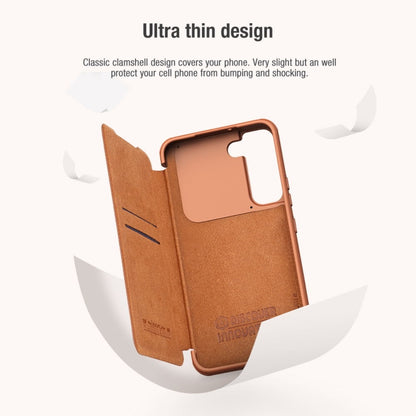 For Samsung Galaxy S22+ 5G NILLKIN QIN Series Pro Sliding Camera Cover Design Leather Phone Case(Brown) - Galaxy S22+ 5G Cases by NILLKIN | Online Shopping UK | buy2fix