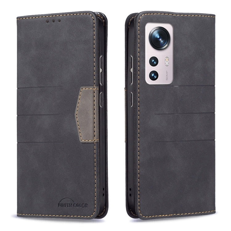 For Xiaomi 12 Magnetic Splicing Leather Phone Case(Black) - Xiaomi Accessories by buy2fix | Online Shopping UK | buy2fix