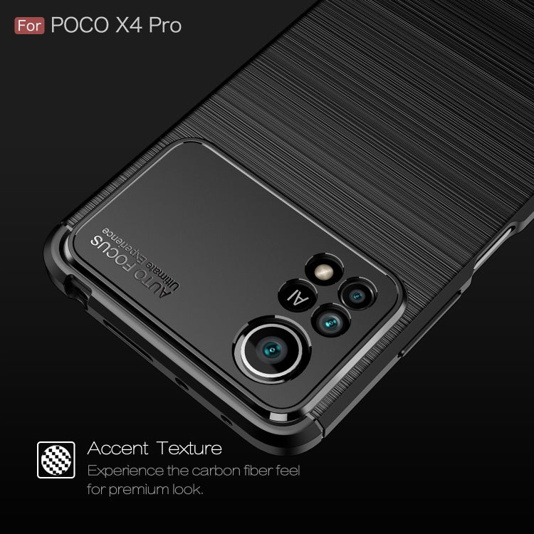 For Xiaomi Poco X4 Pro 5G Brushed Texture Carbon Fiber TPU Phone Case(Black) - Xiaomi Accessories by buy2fix | Online Shopping UK | buy2fix