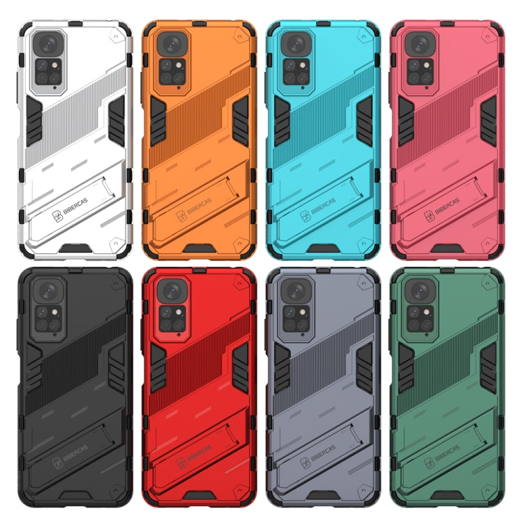 For Xiaomi Redmi Note 11 / Note 11S Global Punk Armor 2 in 1 PC + TPU Shockproof Phone Case with Invisible Holder(Light Red) - Xiaomi Cases by buy2fix | Online Shopping UK | buy2fix