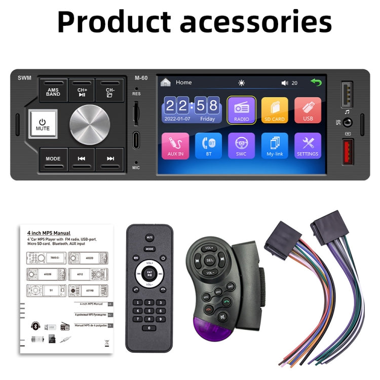 M-60 4.0 inch Touch Screen Car Radio Receiver Bluetooth MP5 Player with Remote Control - In Car by buy2fix | Online Shopping UK | buy2fix