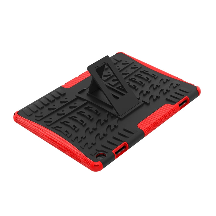 For Lenovo Tab M10 X605 / X505 Tire Texture Shockproof TPU+PC Protective Tablet Case with Holder(Red) - For Lenovo by buy2fix | Online Shopping UK | buy2fix