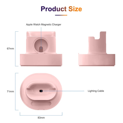 A001 3 In 1 Silicone Charging Holder for iPhone / iWatch / AirPods(Pink) - Apple Accessories by buy2fix | Online Shopping UK | buy2fix