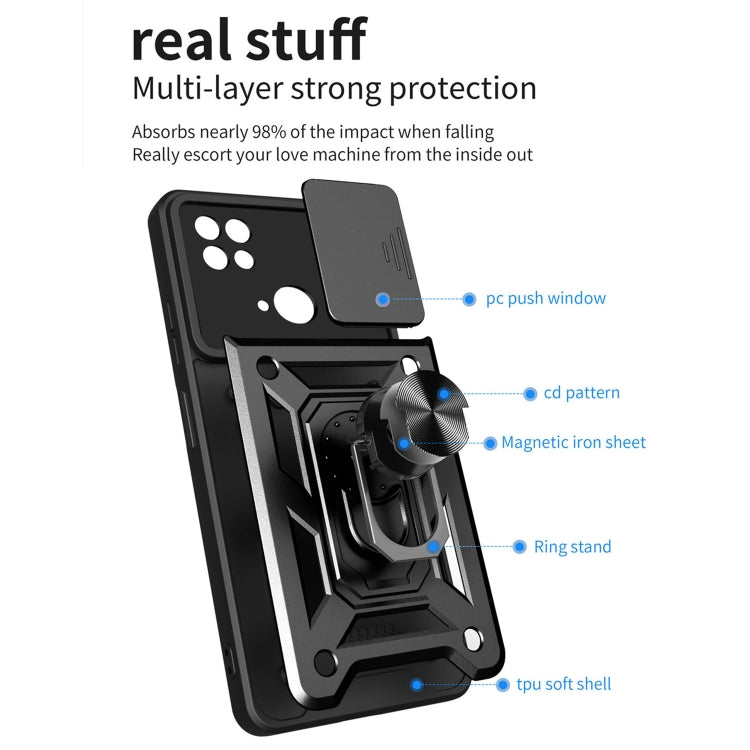 For Xiaomi Redmi 10C 4G Sliding Camera Cover Design TPU+PC Phone Case(Black) - Xiaomi Accessories by buy2fix | Online Shopping UK | buy2fix