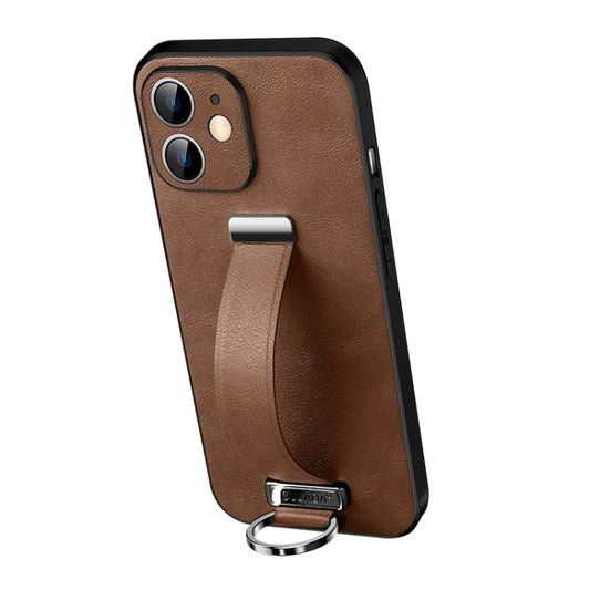 For iPhone 12 SULADA Cool Series PC + Leather Texture Skin Feel Shockproof Phone Case (Brown) - iPhone 12 / 12 Pro Cases by SULADA | Online Shopping UK | buy2fix