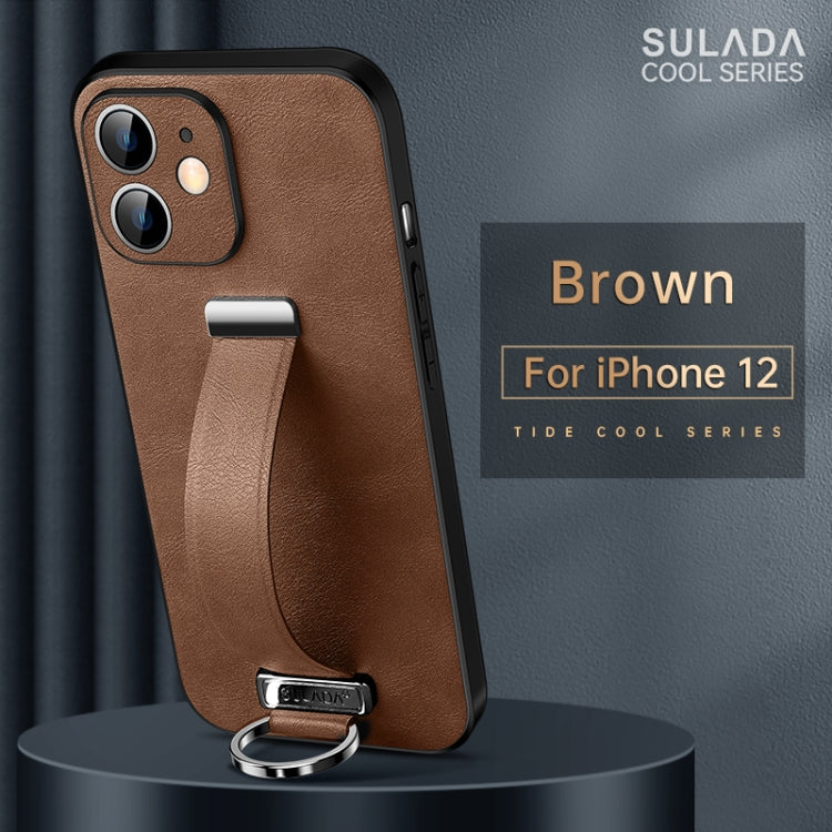 For iPhone 12 SULADA Cool Series PC + Leather Texture Skin Feel Shockproof Phone Case (Brown) - iPhone 12 / 12 Pro Cases by SULADA | Online Shopping UK | buy2fix