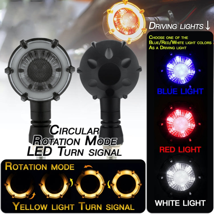 2 PCS PE-ZSD-174 Motorcycle Flashing Rotation Mode LED Two-color Modified Round Turn Signal Light(Yellow + White Light) - In Car by buy2fix | Online Shopping UK | buy2fix