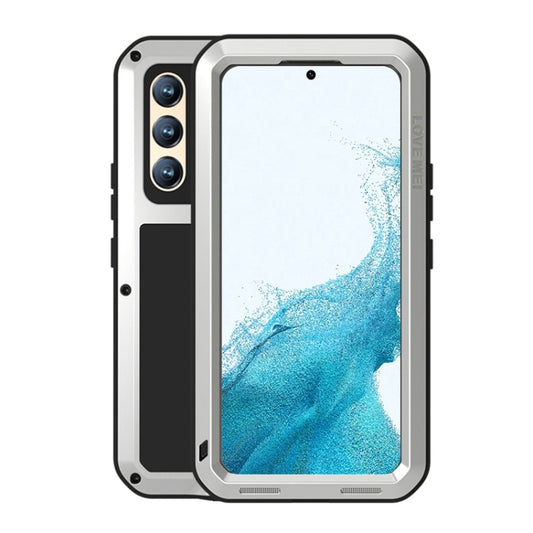 For Samsung Galaxy S22  LOVE MEI Metal Shockproof Waterproof Dustproof Protective Phone Case with Glass(Silver) - Galaxy S22 5G Cases by LOVE MEI | Online Shopping UK | buy2fix