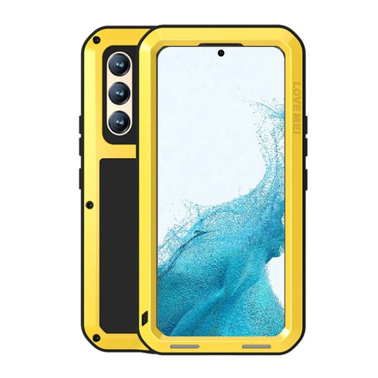 For Samsung Galaxy S22+ LOVE MEI Metal Shockproof Waterproof Dustproof Protective Phone Case with Glass(Yellow) - Galaxy S22+ 5G Cases by LOVE MEI | Online Shopping UK | buy2fix