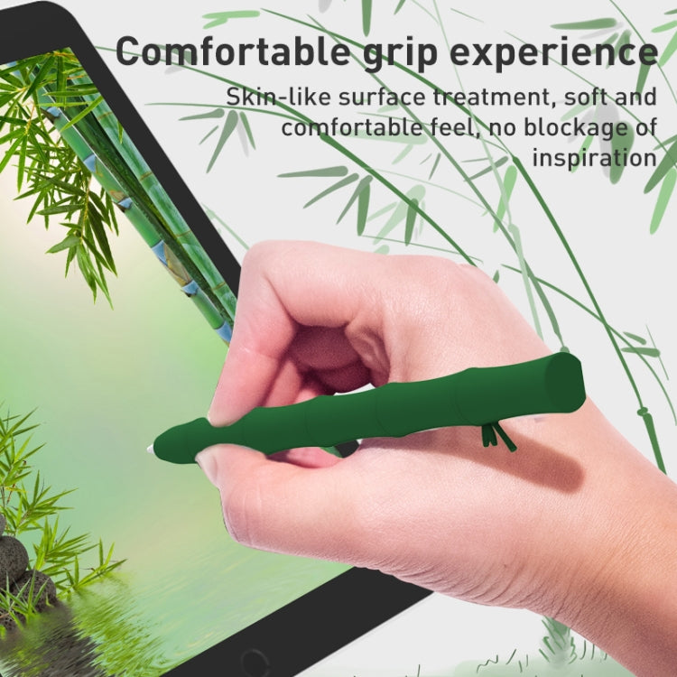 Bamboo Liquid Silicone Gel Stylus Pen Protective Case For Apple Pencil 2(Light Green) - Pencil Accessories by buy2fix | Online Shopping UK | buy2fix