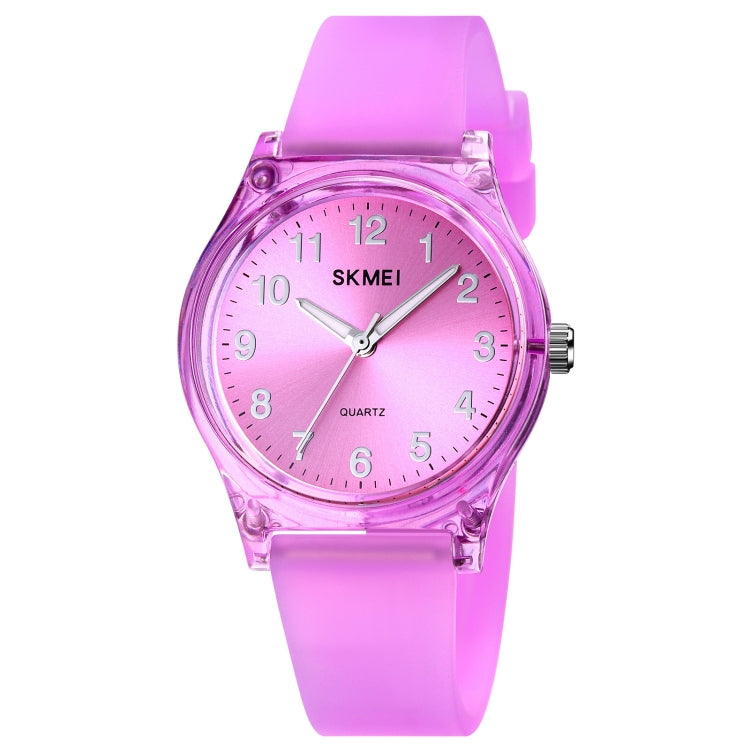 SKMEI 1760 Stainless Steel Buckle Silicone Strap Waterproof Quartz Watch(Purple Transparent) - Silicone Strap Watches by SKMEI | Online Shopping UK | buy2fix