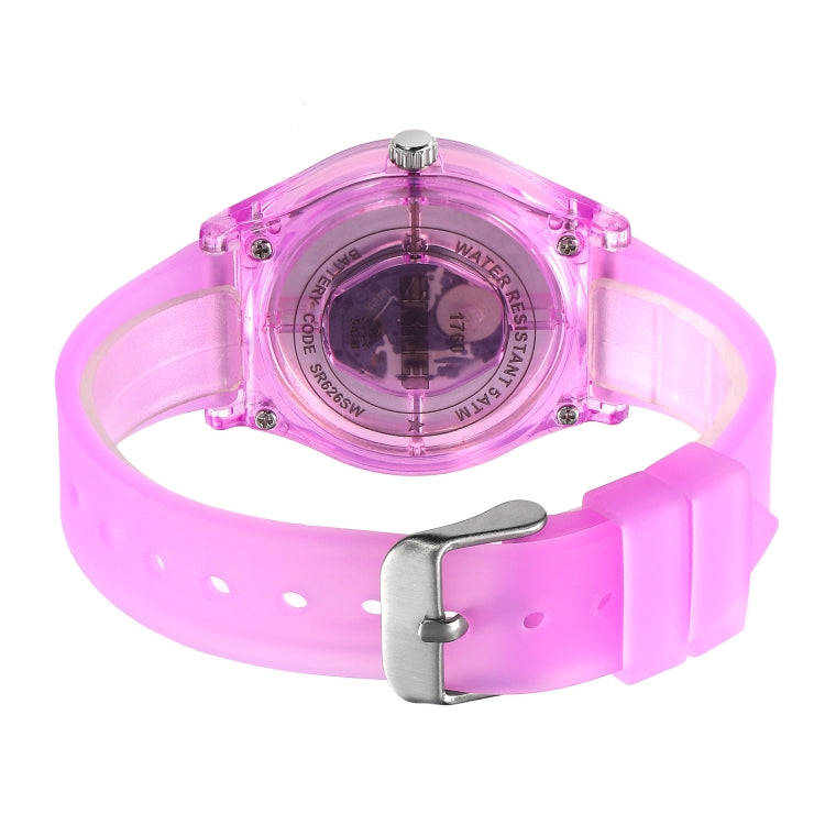 SKMEI 1760 Stainless Steel Buckle Silicone Strap Waterproof Quartz Watch(Purple Transparent) - Silicone Strap Watches by SKMEI | Online Shopping UK | buy2fix