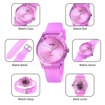 SKMEI 1760 Stainless Steel Buckle Silicone Strap Waterproof Quartz Watch(Purple Transparent) - Silicone Strap Watches by SKMEI | Online Shopping UK | buy2fix