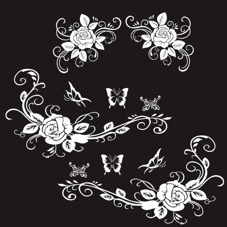 2 PCS/Set D-72 Butterfly Love Flower Pattern Car Modified Decorative Sticker(White) - In Car by buy2fix | Online Shopping UK | buy2fix