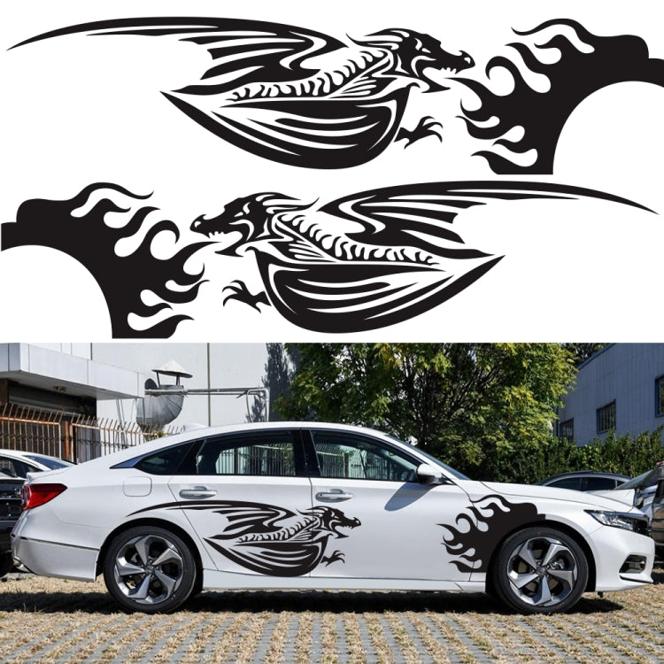 2 PCS/Set D-489 Fire-breathing Dragon Pattern Car Modified Decorative Sticker(White) - In Car by buy2fix | Online Shopping UK | buy2fix