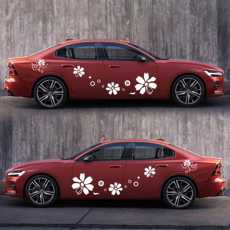 2 PCS/Set D-510 Flowers Pattern Car Modified Decorative Sticker(White) - In Car by buy2fix | Online Shopping UK | buy2fix