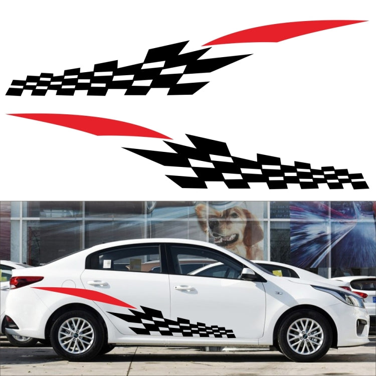 2 PCS/Set D-538 Checkered Totem Pattern Car Modified Decorative Sticker(Grey+Red) - In Car by buy2fix | Online Shopping UK | buy2fix