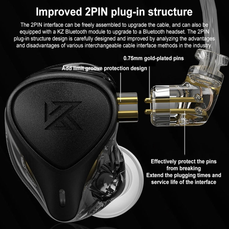 KZ-ZEX PRO 1.2m Electrostatic Coil Iron Hybrid In-Ear Headphones, Style:With Microphone(Pearl Chrome) - In Ear Wired Earphone by KZ | Online Shopping UK | buy2fix