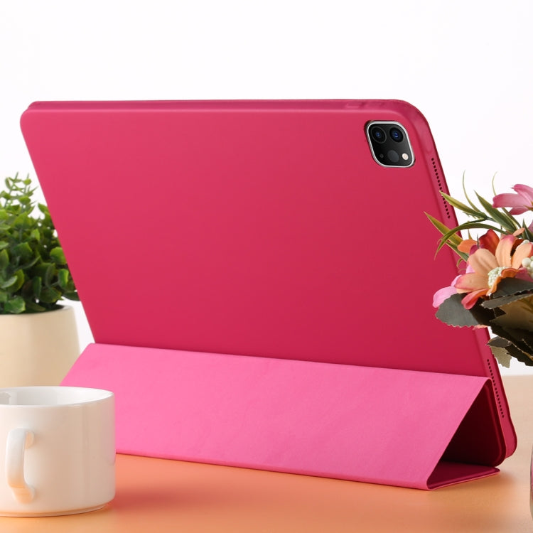 For iPad Pro 11 2022 / 2021 / 2020 3-fold Horizontal Flip Smart Leather Tablet Case with Sleep / Wake-up Function & Holder(Rose Red) - iPad Pro 11 (2022/2021) Cases by buy2fix | Online Shopping UK | buy2fix