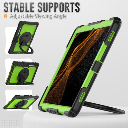 For Samsung Galaxy Tab S8 Ultra Bracelet Holder Silicone + PC Tablet Case(Yellow Green) - Galaxy Tab S8 Ultra Cases by buy2fix | Online Shopping UK | buy2fix