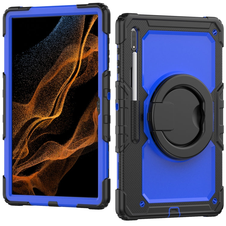 For Samsung Galaxy Tab S8 Ultra Bracelet Holder Silicone + PC Tablet Case(Dark Blue) - Galaxy Tab S8 Ultra Cases by buy2fix | Online Shopping UK | buy2fix