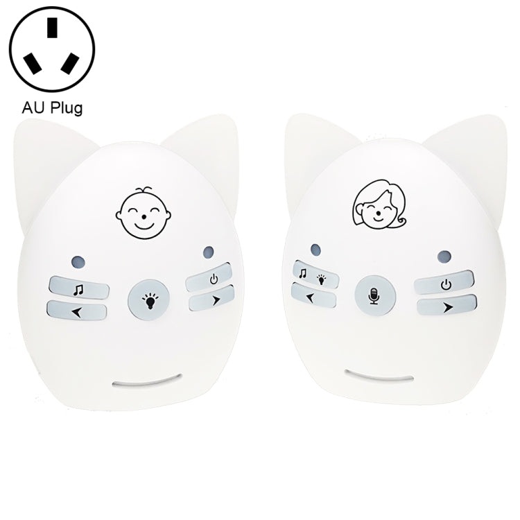 V30 Wireless Audio Baby Monitor Support Voice Monitoring + Intercom + Night Light without Battery, Plug Type:AU Plug(White) - Security by buy2fix | Online Shopping UK | buy2fix