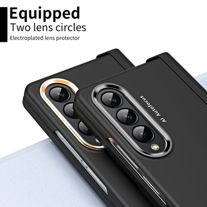 For Samsung Galaxy Z Fold4 Skin Feel Two-color Contact Lens Hinge Flip Phone Case with Pen Slot(Black) - Galaxy Z Fold4 5G Cases by buy2fix | Online Shopping UK | buy2fix