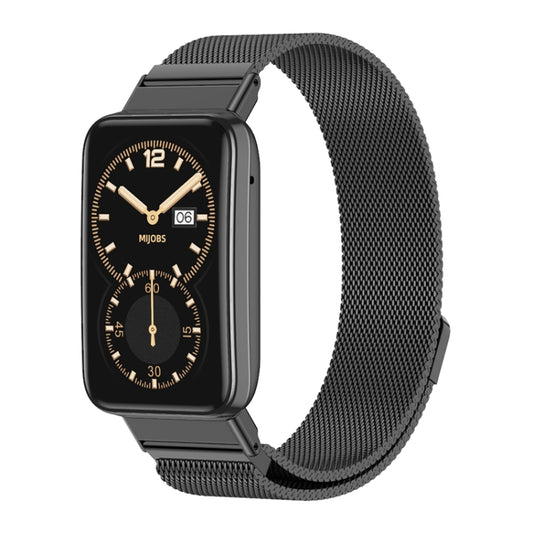 For Xiaomi Mi Band 7 Pro Mijobs Milan Magnetic Stainless Steel Watch Band(Black) - Watch Bands by MIJOBS | Online Shopping UK | buy2fix