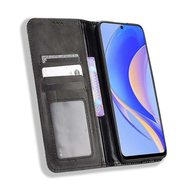For Huawei nova Y90 Magnetic Buckle Retro Texture Leather Phone Case(Black) - Mobile Accessories by buy2fix | Online Shopping UK | buy2fix