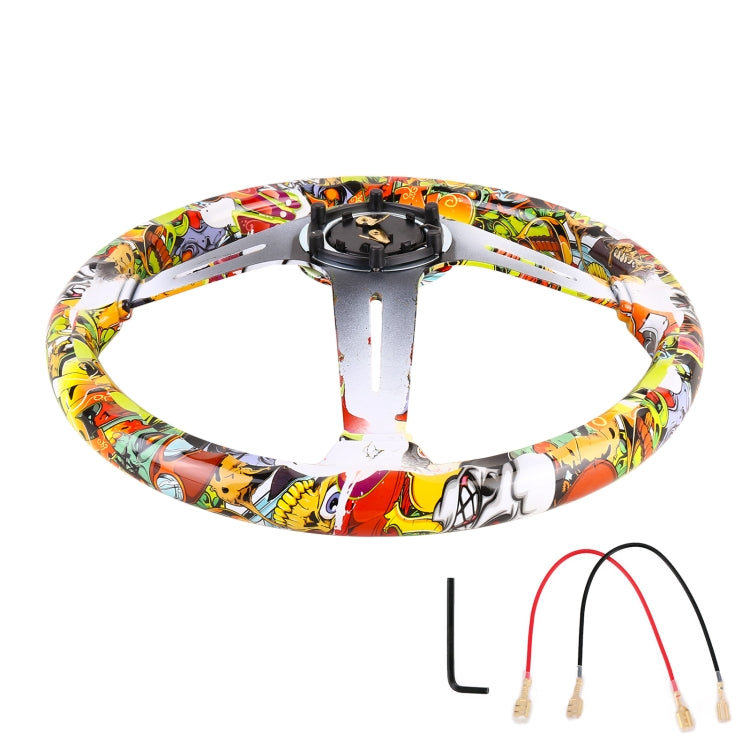 35cm Car Racing Graffiti ABS Steering Wheel(Style 3) - In Car by buy2fix | Online Shopping UK | buy2fix