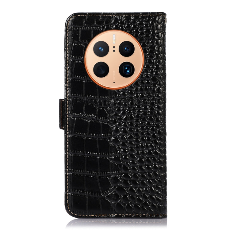 For Huawei Mate 50 Pro Crocodile Top Layer Cowhide Leather Phone Case(Black) - Huawei Cases by buy2fix | Online Shopping UK | buy2fix