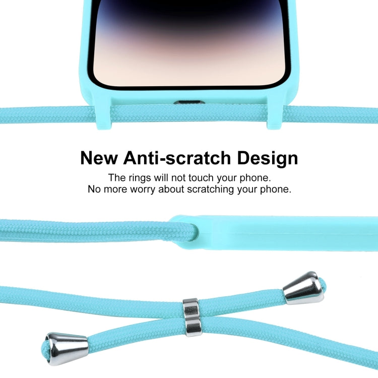 For iPhone 14 Pro Max Crossbody Lanyard Liquid Silicone Case(Ice Blue) - iPhone 14 Pro Max Cases by buy2fix | Online Shopping UK | buy2fix