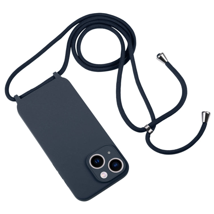 For iPhone 13 Crossbody Lanyard Liquid Silicone Case(Midnight Blue) - iPhone 13 Cases by buy2fix | Online Shopping UK | buy2fix