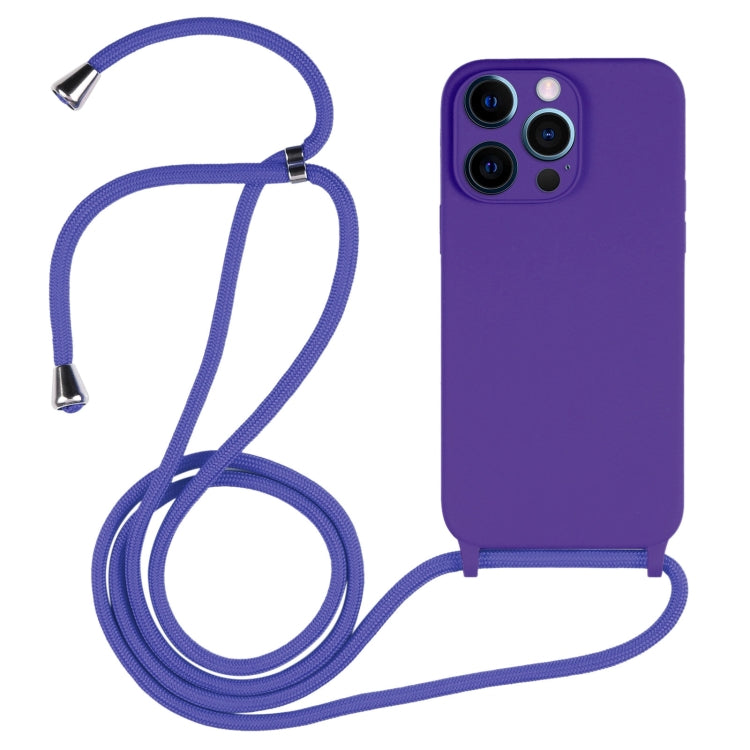 For iPhone 12 Pro Max Crossbody Lanyard Liquid Silicone Case(Purple) - iPhone 12 Pro Max Cases by buy2fix | Online Shopping UK | buy2fix