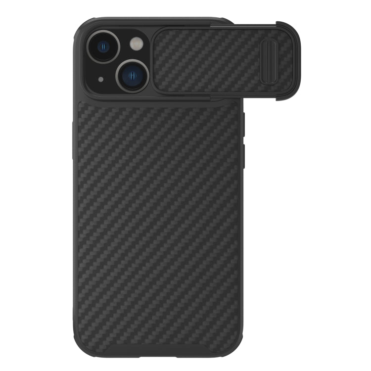 For iPhone 14 NILLKIN Synthetic Fiber Camshield Phone Case(Black) - iPhone 14 Cases by NILLKIN | Online Shopping UK | buy2fix