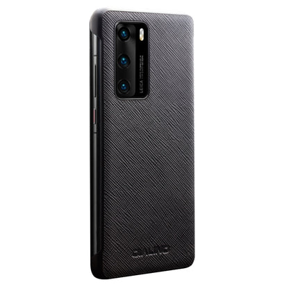 For Huawei P40 QIALINO Puda Texture Side Window View Leather Phone Case(Black) - Huawei Cases by QIALINO | Online Shopping UK | buy2fix