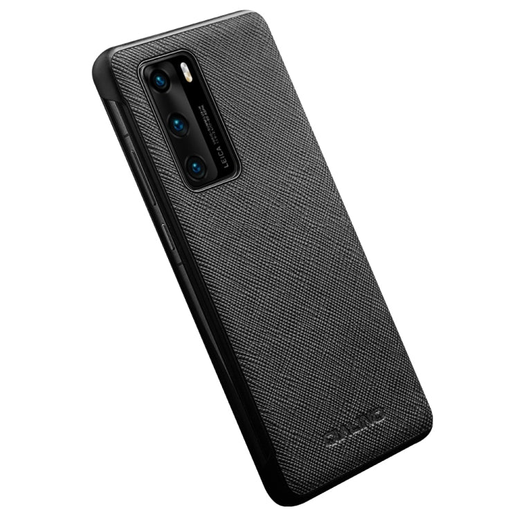For Huawei P40 QIALINO Puda Texture Side Window View Leather Phone Case(Black) - Huawei Cases by QIALINO | Online Shopping UK | buy2fix