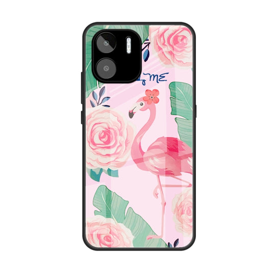 For Xiaomi Redmi A1 4G Colorful Painted Glass Phone Case(Flamingo) - Xiaomi Cases by buy2fix | Online Shopping UK | buy2fix