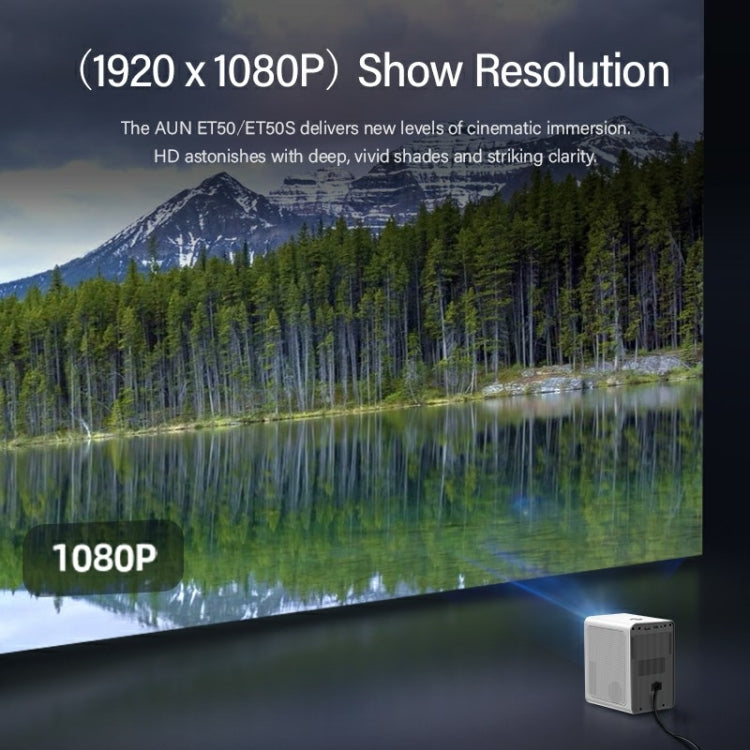 AUN ET50 4 inch 180 Lumens 1920x1080P Smart LED Mini Projector, Plug Type:UK Plug(White) - Consumer Electronics by AUN | Online Shopping UK | buy2fix