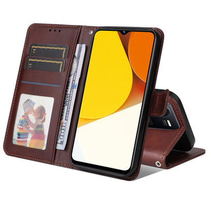 For vivo Y35 4G / Y22 / Y22s JSM Calf Texture Leather Phone Case(Brown) - vivo Cases by JUNSUNMAY | Online Shopping UK | buy2fix