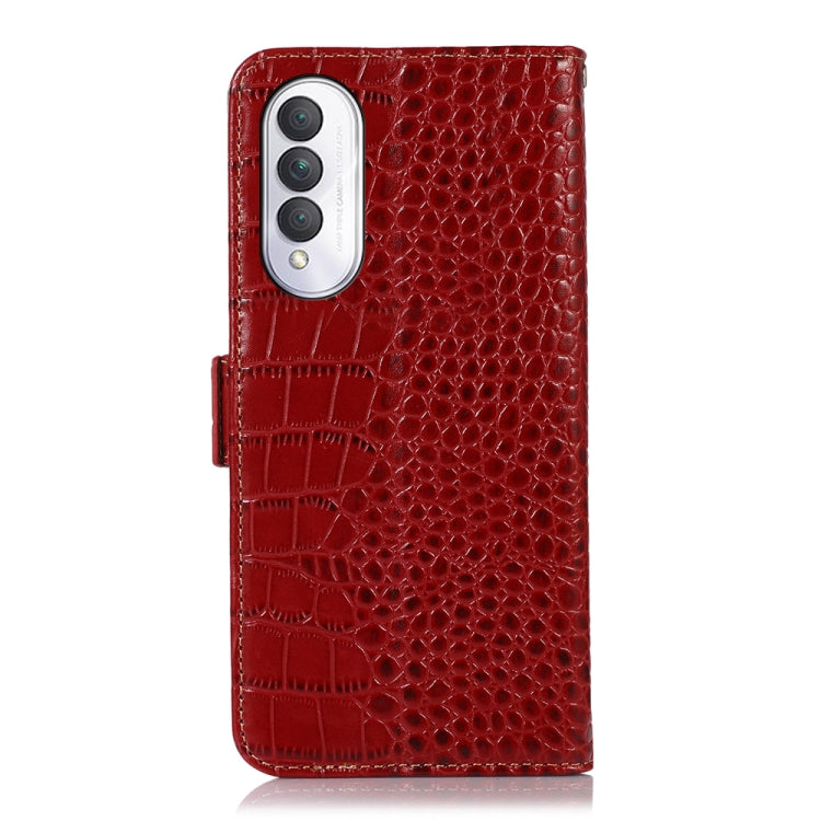 For Honor X20 SE Crocodile Top Layer Cowhide Leather Phone Case(Red) - Honor Cases by buy2fix | Online Shopping UK | buy2fix