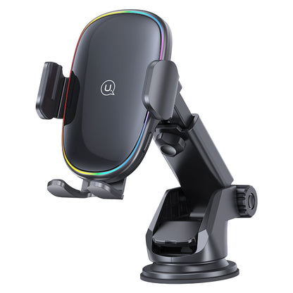 USAMS US-CD187 15W Car Colorful Light Mechanical Wireless Charging Holder - Wireless Charger Holders by USAMS | Online Shopping UK | buy2fix