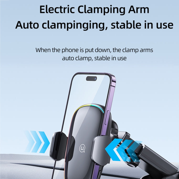 USAMS US-CD187 15W Car Colorful Light Mechanical Wireless Charging Holder - Wireless Charger Holders by USAMS | Online Shopping UK | buy2fix