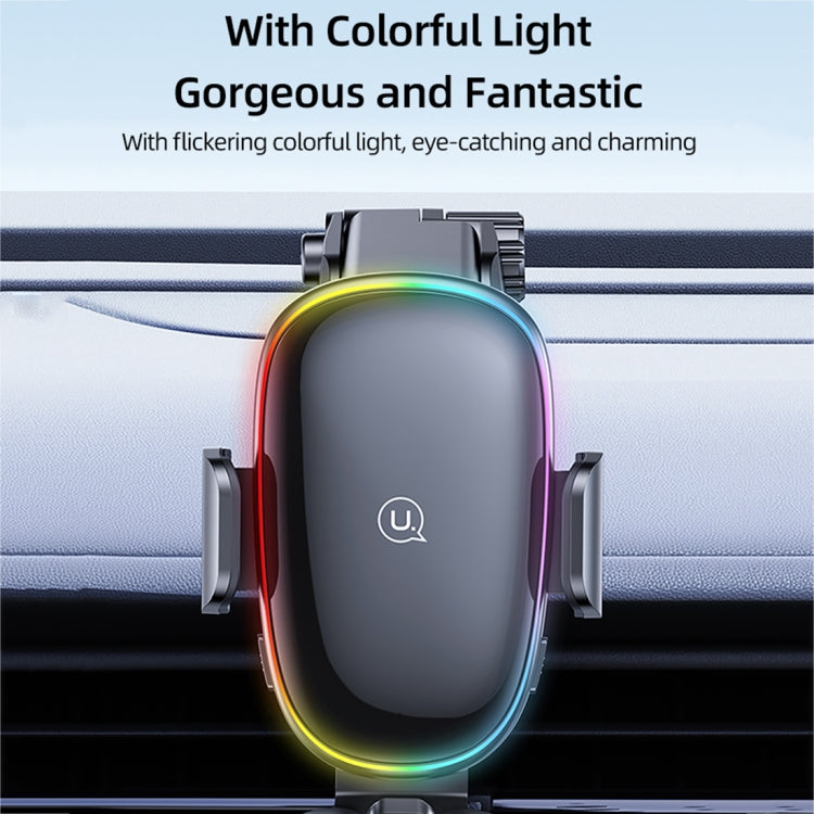 USAMS US-CD187 15W Car Colorful Light Mechanical Wireless Charging Holder - Wireless Charger Holders by USAMS | Online Shopping UK | buy2fix