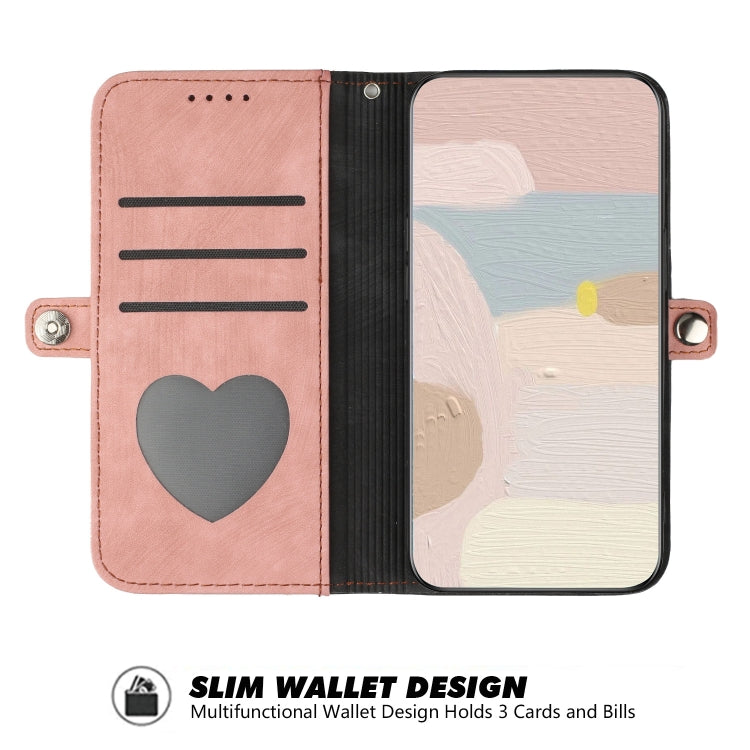 For Xiaomi Redmi 9A Side Buckle Double Fold Hand Strap Leather Phone Case(Pink) - Xiaomi Cases by buy2fix | Online Shopping UK | buy2fix