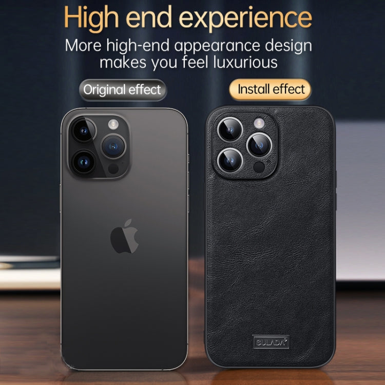 For iPhone 14 Pro Max SULADA Shockproof TPU + Handmade Leather Phone Case(Brown) - iPhone 14 Pro Max Cases by SULADA | Online Shopping UK | buy2fix