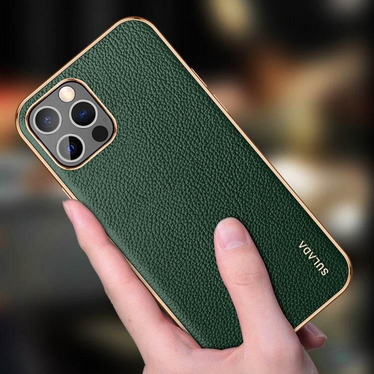 For iPhone 14 SULADA Shockproof TPU + Handmade Leather Phone Case(Green) - iPhone 14 Cases by SULADA | Online Shopping UK | buy2fix